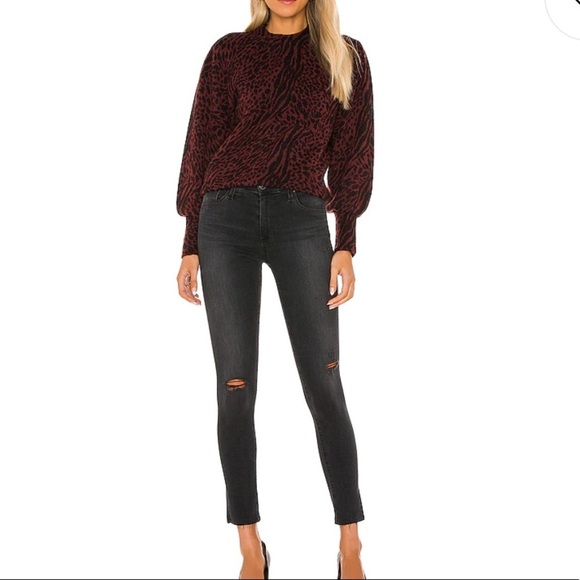 REVOLVE Rails Genevieve Wool Cashmere Burgundy Print Sweater - Picture 13 of 13